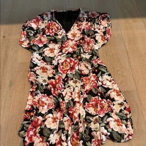 White House Black Market Floral Dress - Black and Pink